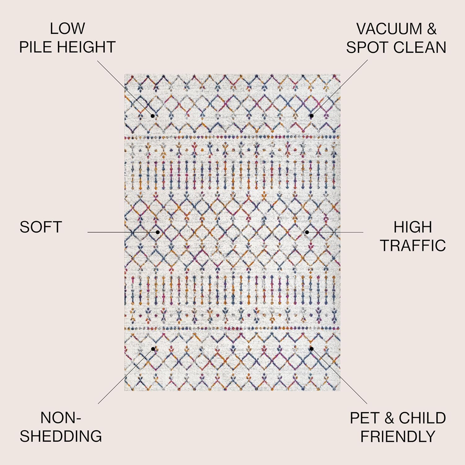 Bohemian Rug Classic 4x6 Beige and Colors Area Carpe