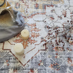 Modern Washable Rug Boho Non-Slip Beige and Grey Area Rug 