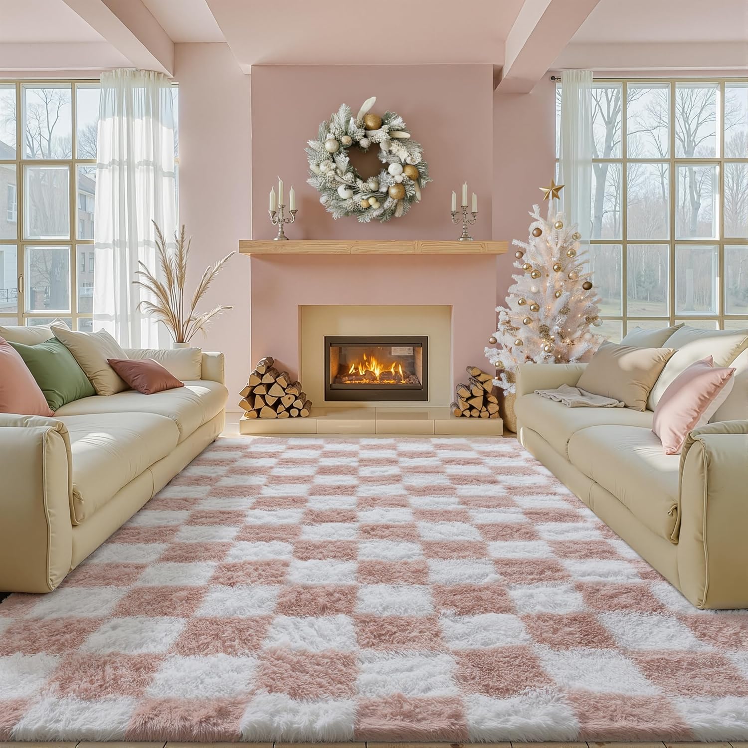 Checkerd Shag Rug