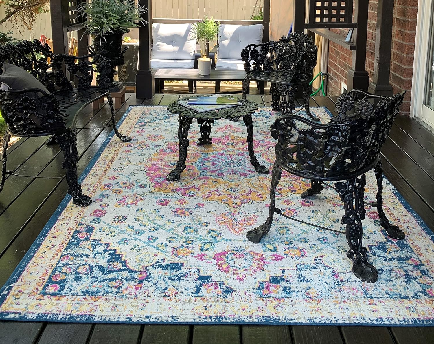 Persian Rug Floral Patterned Traditional Multicolor  Area Rug