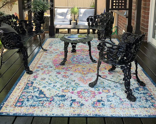 Persian Rug Floral Patterned Traditional Multicolor  Area Rug