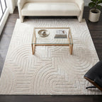 Circles Cream Washable Rug - Rugsco.ca