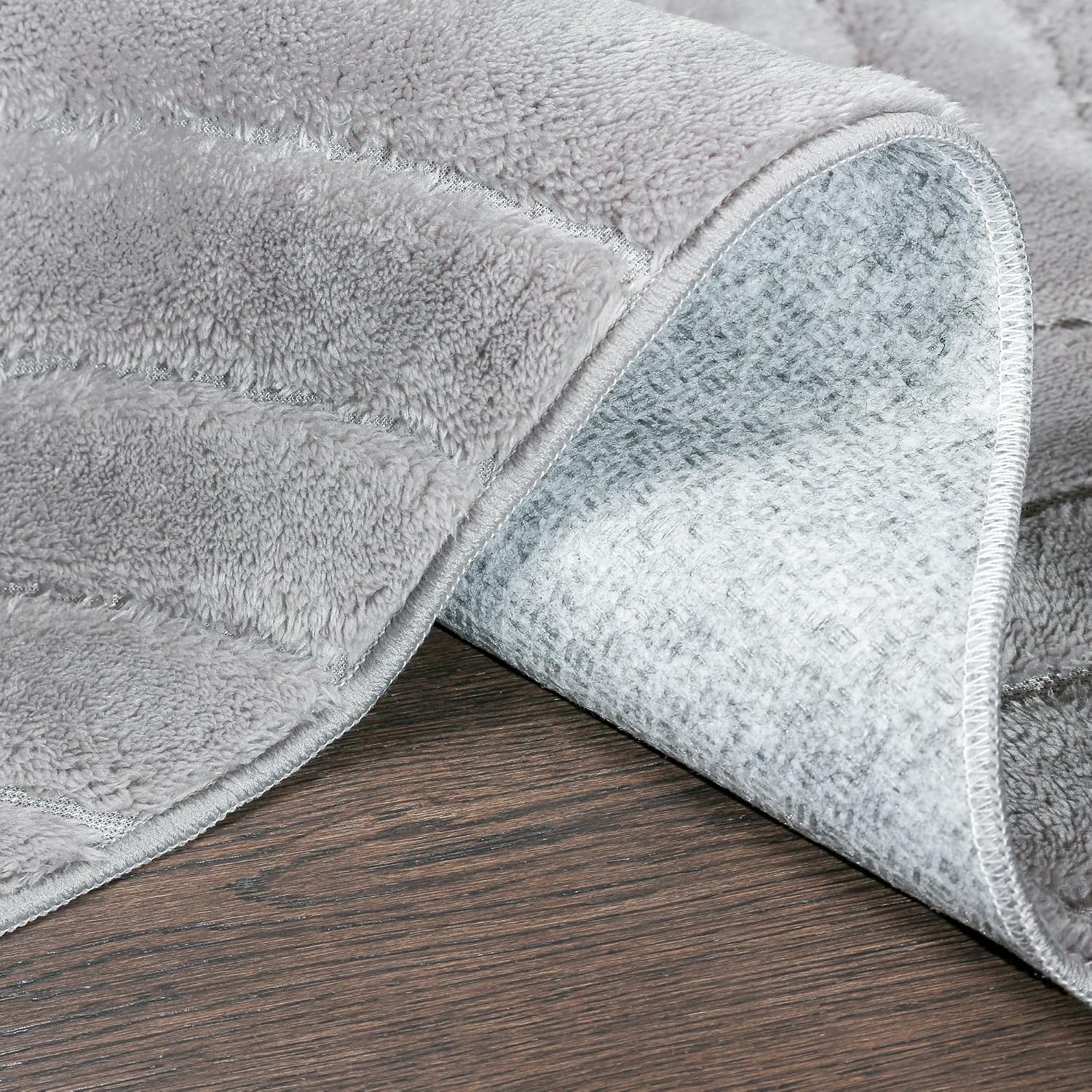 Velvet Grey Circles Washable Rug - Rugsco.ca