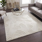 Velvet Crescent Cream Washable Rug - Rugsco.ca