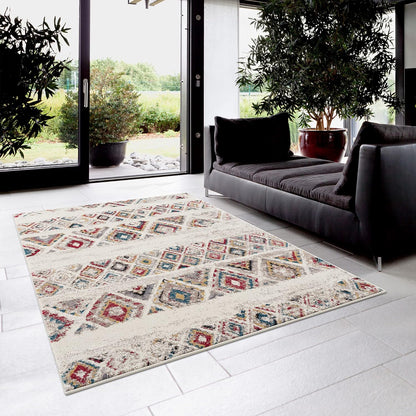 Modern Abstract Rug 4x6 Beige Cream Boho Modern  Living Room Kitchen and Bedroom Area Rug