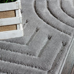 Velvet Grey Circles Washable Rug - Rugsco.ca