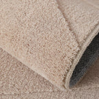 High Low Faux Fur Shag Rug Beige Boho Wavy Pattern Living Room & Bedroom Rug - 