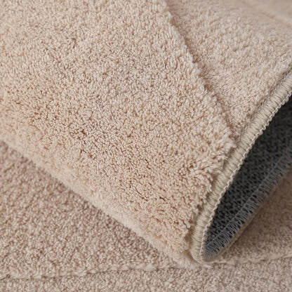 High Low Faux Fur Shag Rug Beige Boho Wavy Pattern Living Room & Bedroom Rug - 