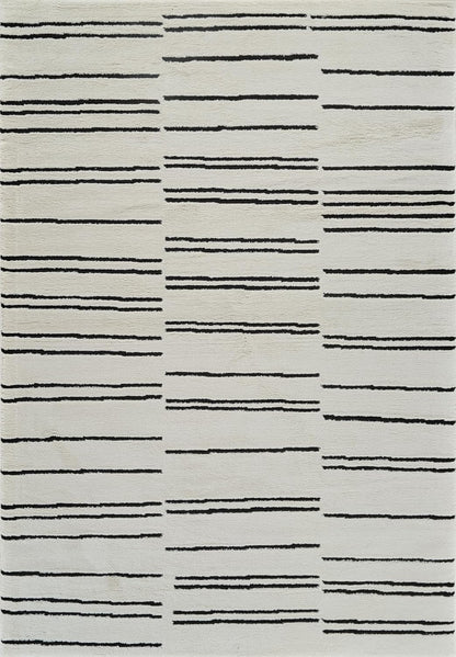 North Collection Boho Rug 4x6 High Quality  Rectilinear White and Black Area Rug