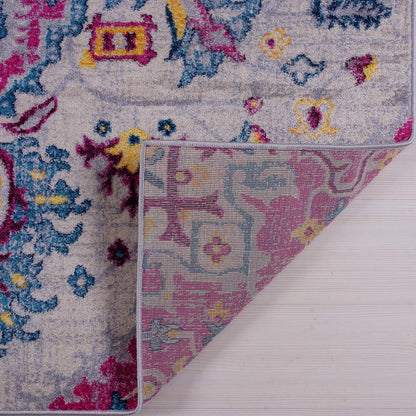 Joy Rug Collection Traditional Rug 5x7 Floral Patterned Pink Multicolor Area Rug