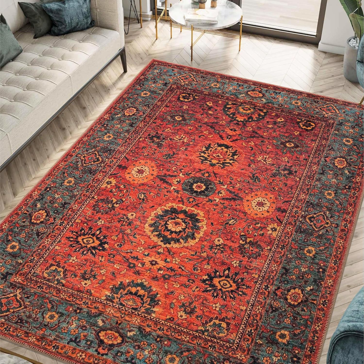 Turkish Rug Red Living Room  Kitchen and Bedroom
