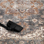 Turkish Rug Ethnic Patterned Grey Copper Boho Living Room  Kitchen and Bedroom