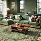 Turkish Rug Green Living Room Kitchen and Bedroom