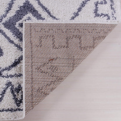 Shag Rug Boho 4x6 Traditional White and Grey Area Carpet