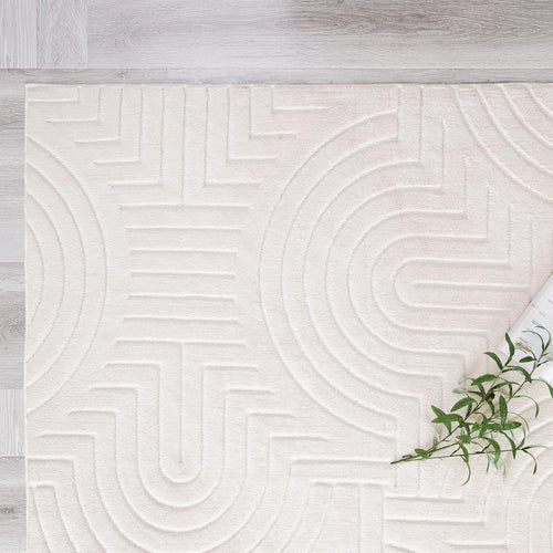 Agora Collection Plush Shag Rug 5x7 White Boho Geometric