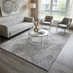 Velvet Crescent Grey Washable Rug - Rugsco.ca