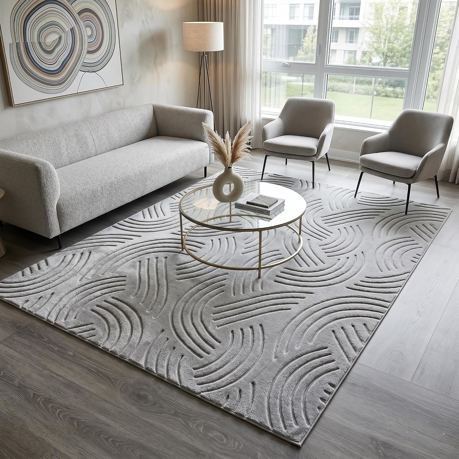 Velvet Crescent Grey Washable Rug - Rugsco.ca