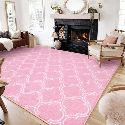 Pink And White Area Rug