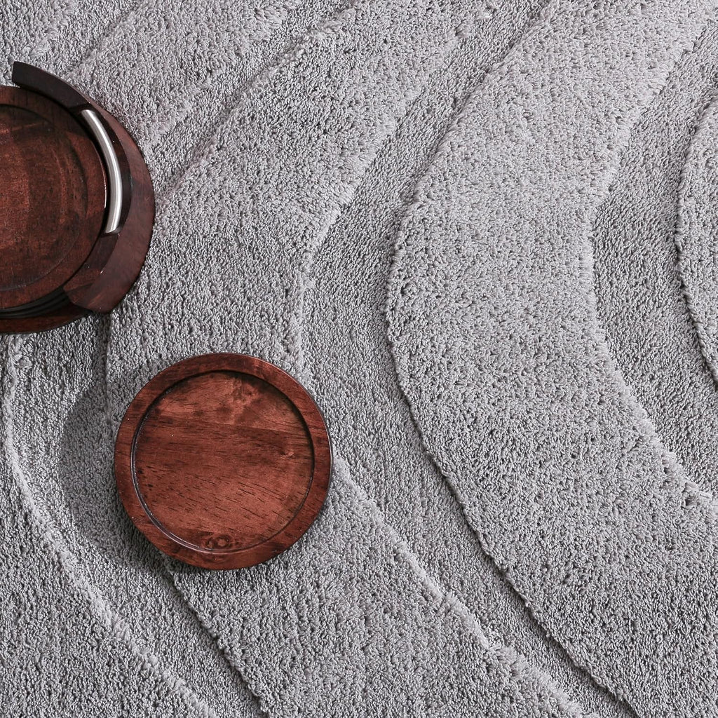 Pearl Grey Waves Washable Rug - Rugsco.ca