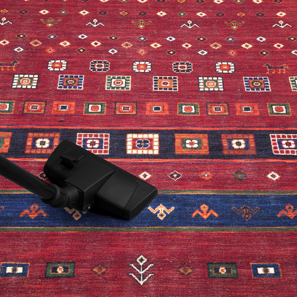 Turkish Rug Ethnic Patterned Red Boho Living Room  Kitchen and Bedroom