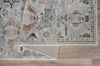 Persian Rug Boho Influenced Distressed Blue Grey  Area Rug