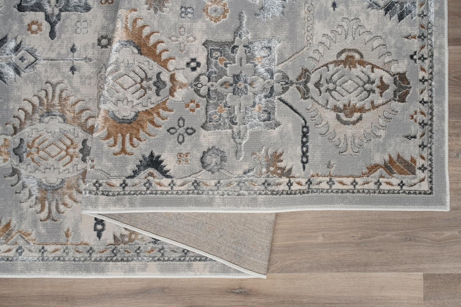 Persian Rug Boho Influenced Distressed Blue Grey  Area Rug