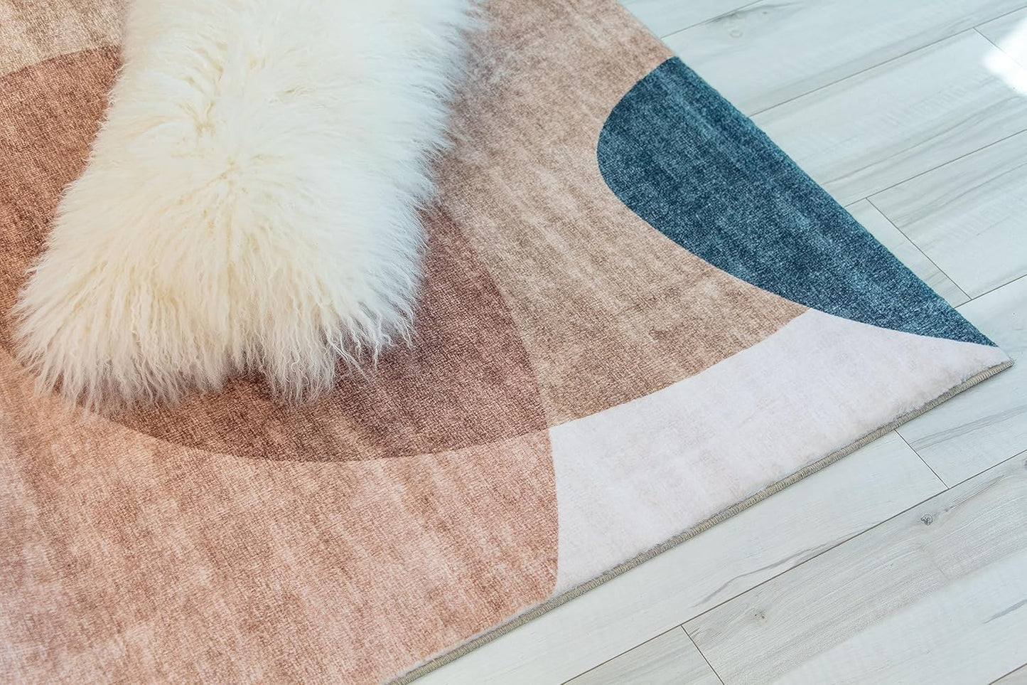 Modern Beige Cream Rug Boho Modern  Living Room Kitchen and Bedroom