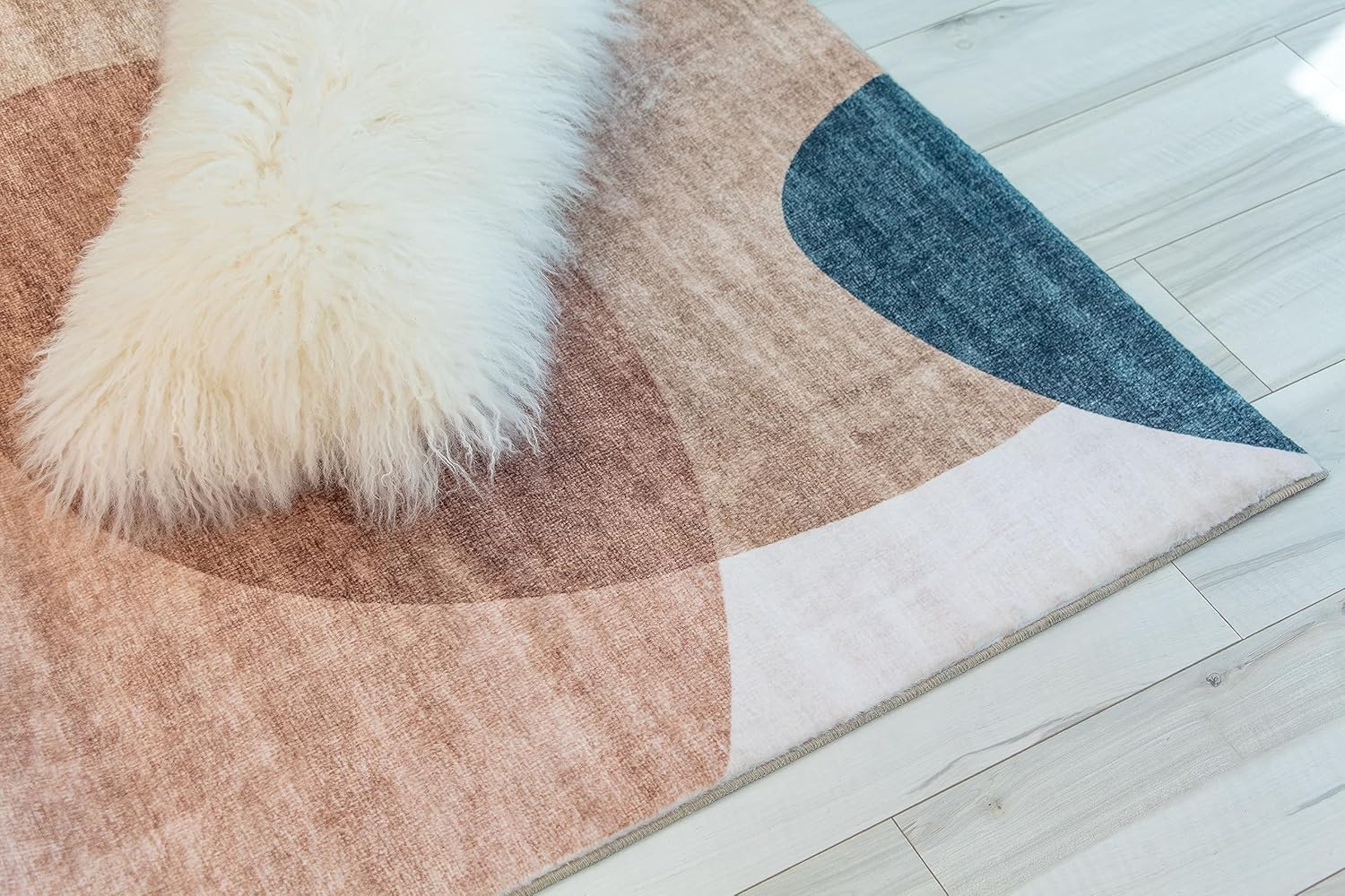 Modern Beige Cream Rug Boho Modern  Living Room Kitchen and Bedroom