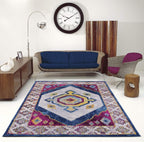 Joy Rug Collection Nazar Area Rug 5x7 Tribal Patterned Purple Multicolor  Area Carpet  