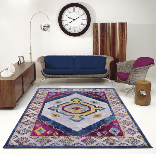 Joy Rug Collection Nazar Area Rug 5x7 Tribal Patterned Purple Multicolor  Area Carpet  