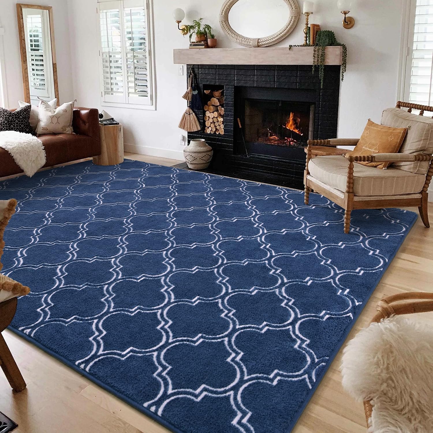 Navy Blue And White Area Rug