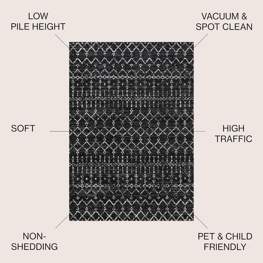 Bohemian Rug Classic 4x6 Black and White Area Carpet
