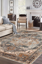 Turkish Rug Ethnic Patterned Grey Copper Boho Living Room  Kitchen and Bedroom