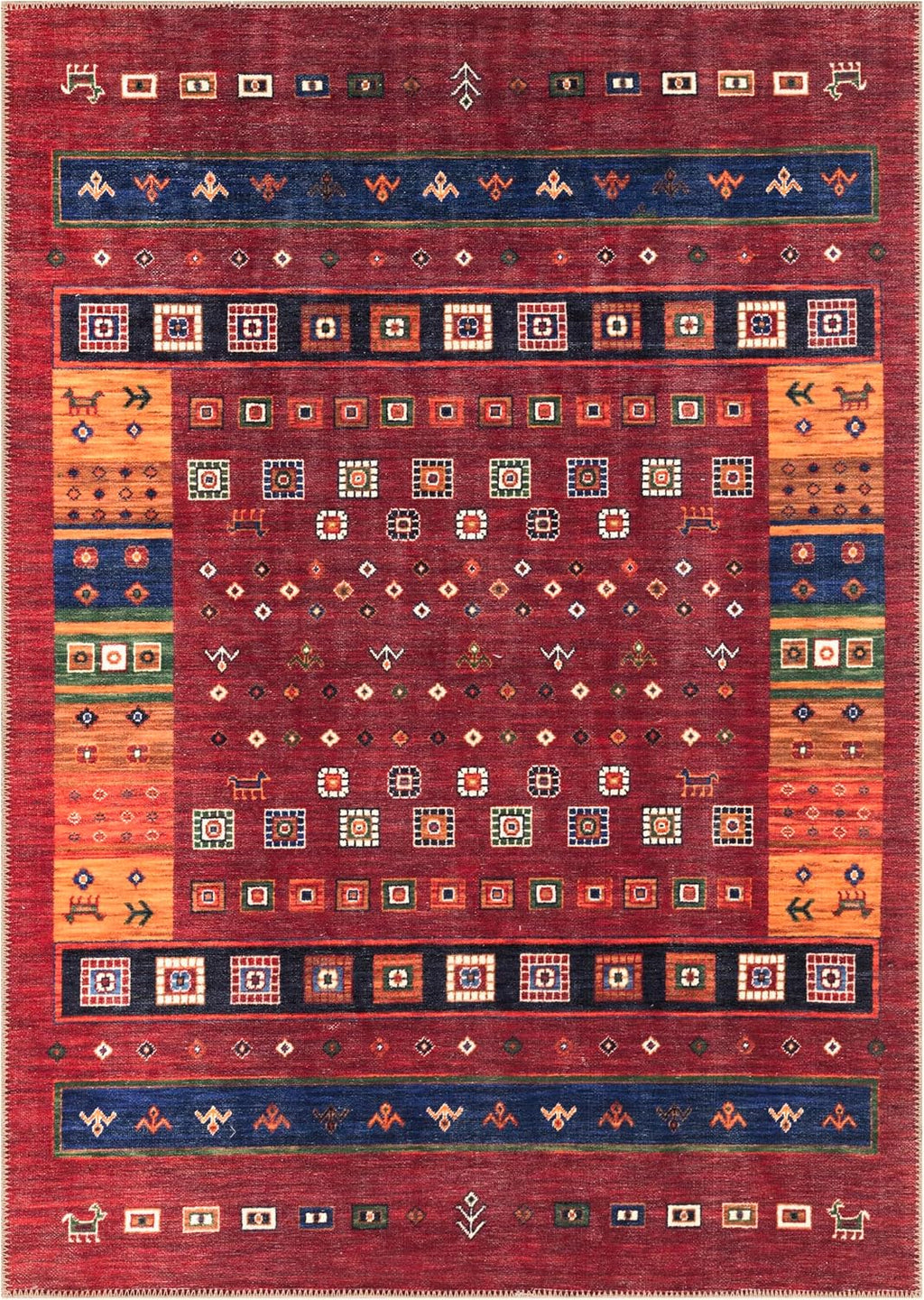 Turkish Rug Ethnic Patterned Red Boho Living Room  Kitchen and Bedroom
