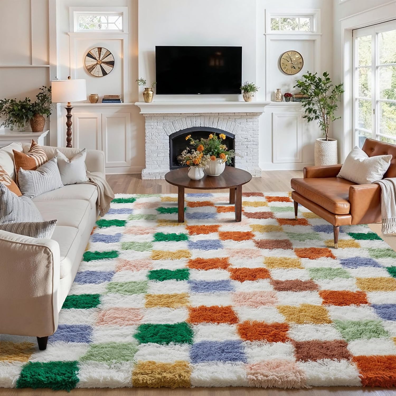 Checkered Shag Rug Super Soft Washable rgc-0200