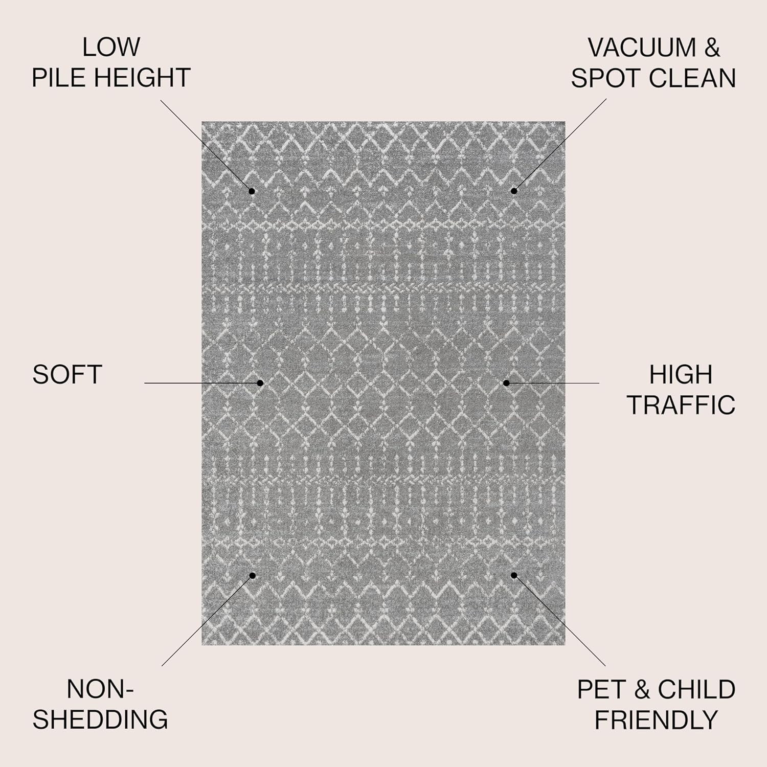 Bohemian Rug Classic 4x6 Grey and White Area Carpet