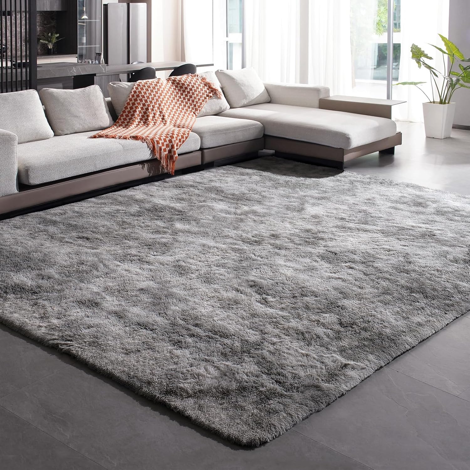 Shag Rug Large Size Cloud Grey Fluffy Machine Washable Area Rug