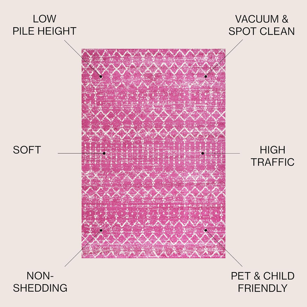 Bohemian Rug Classic 4x6 Pink and White Area Carpet