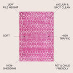Bohemian Rug Classic 4x6 Pink and White Area Carpet