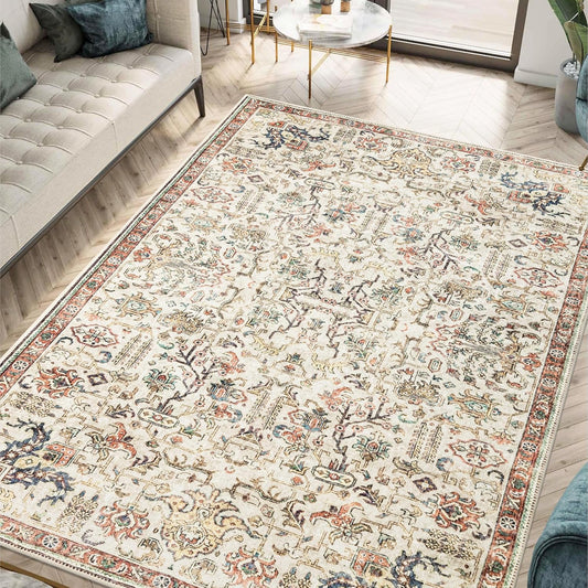 Turkish Rug Beige Brown Boho Living Room  Kitchen and Bedroom