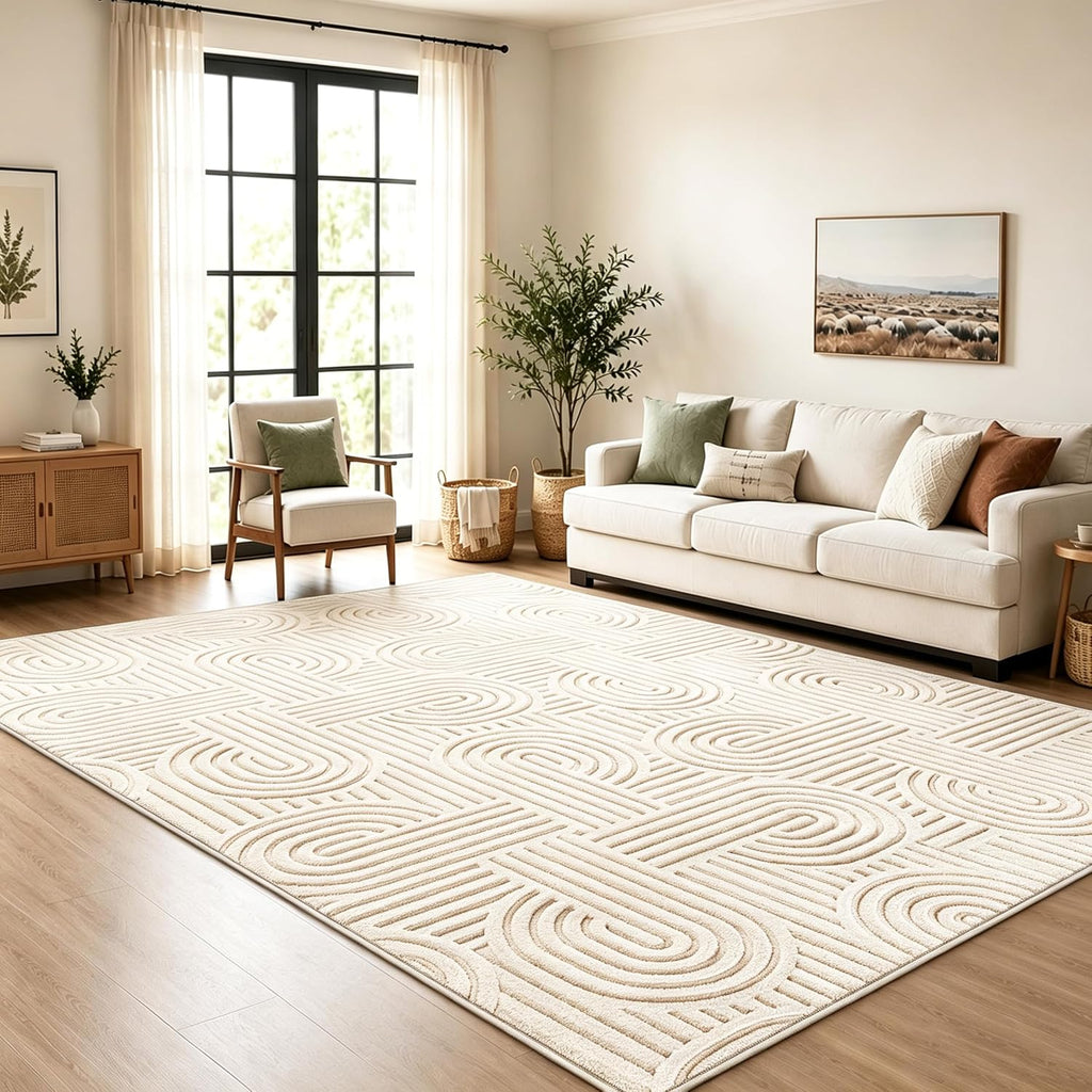 Arch Cream Boho Washable Rug - Rugsco.ca