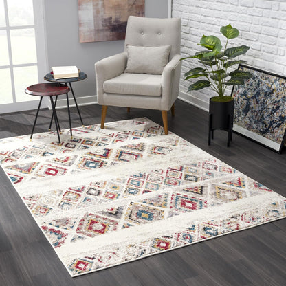 Modern Abstract Rug 4x6 Beige Cream Boho Modern  Living Room Kitchen and Bedroom Area Rug