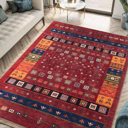 Turkish Rug Ethnic Patterned Red Boho Living Room  Kitchen and Bedroom