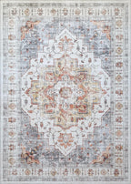 Modern Washable Rug Boho Non-Slip Beige and Grey Area Rug 