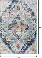 Essential Rug Collection Abstract Blue Beige Multicolor Modern Area Rug - brch-0088