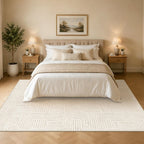 Geometric Cream Boho Washable Rug - Rugsco.ca