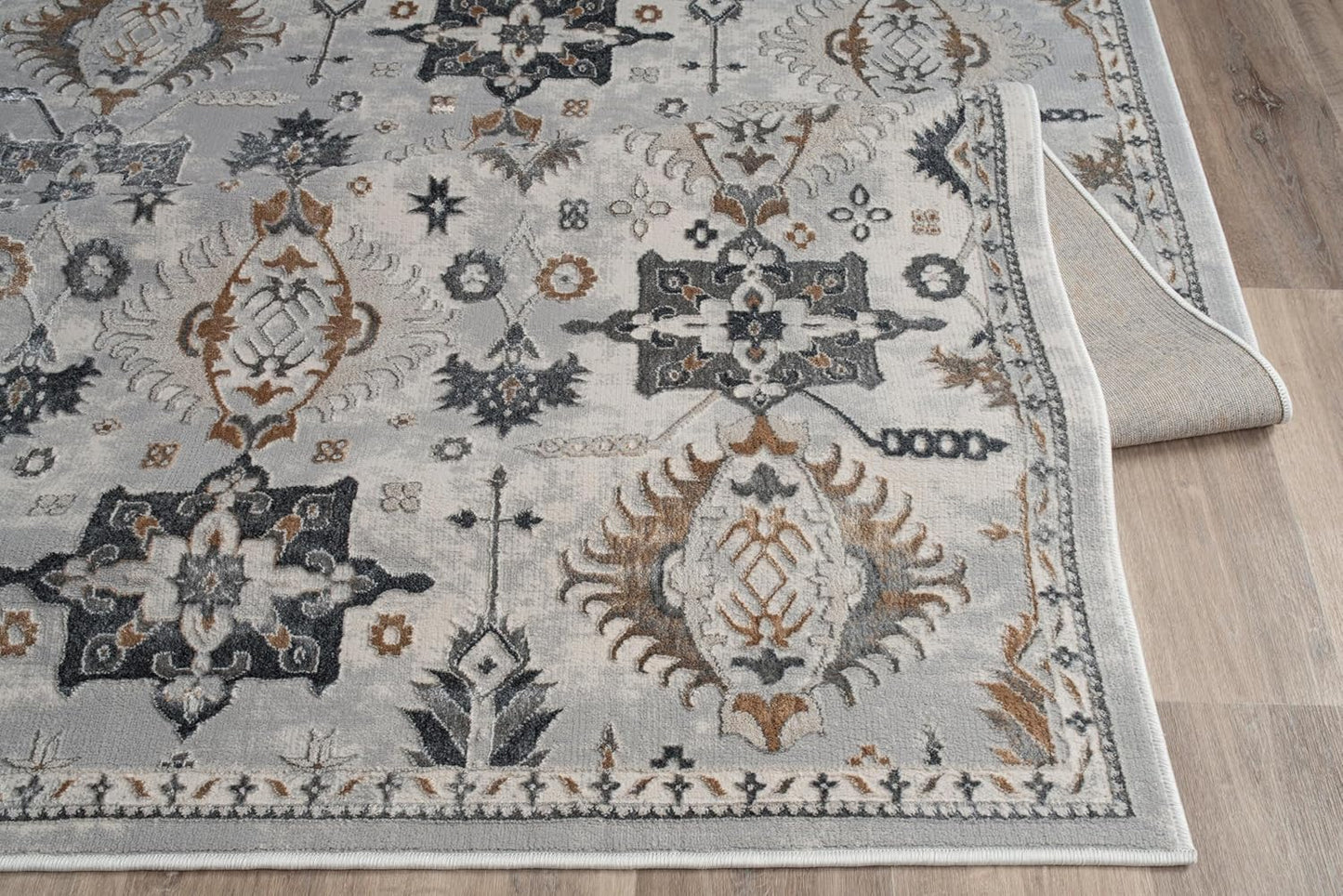 Persian Rug Boho Influenced Distressed Blue Grey  Area Rug