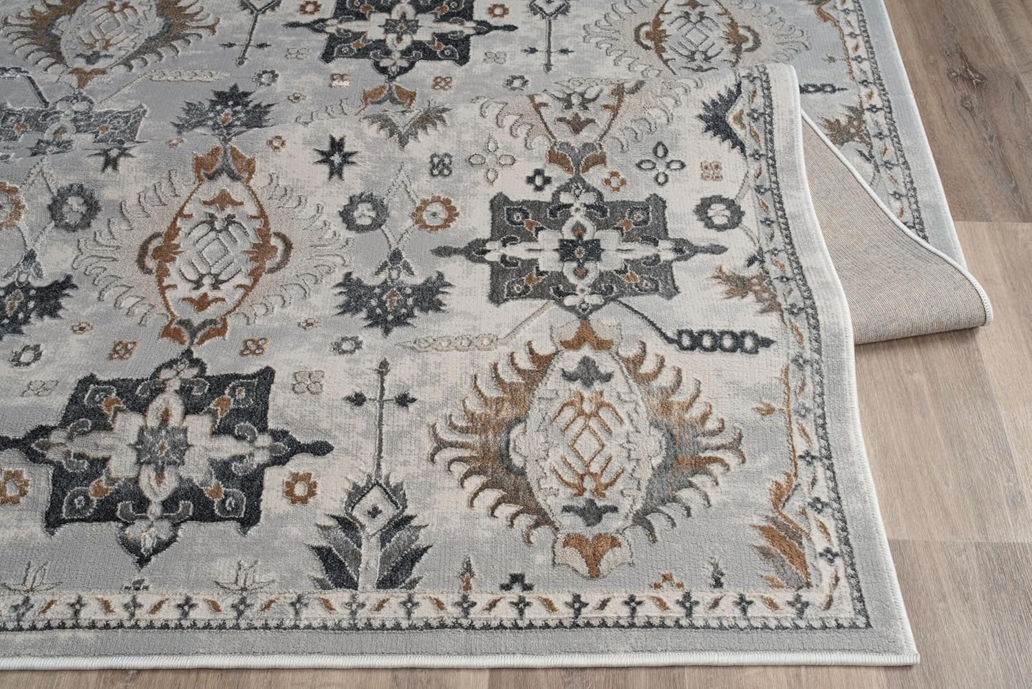 Persian Rug Boho Influenced Distressed Blue Grey  Area Rug