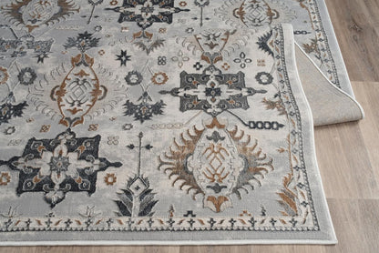 Persian Rug Boho Influenced Distressed Blue Grey  Area Rug