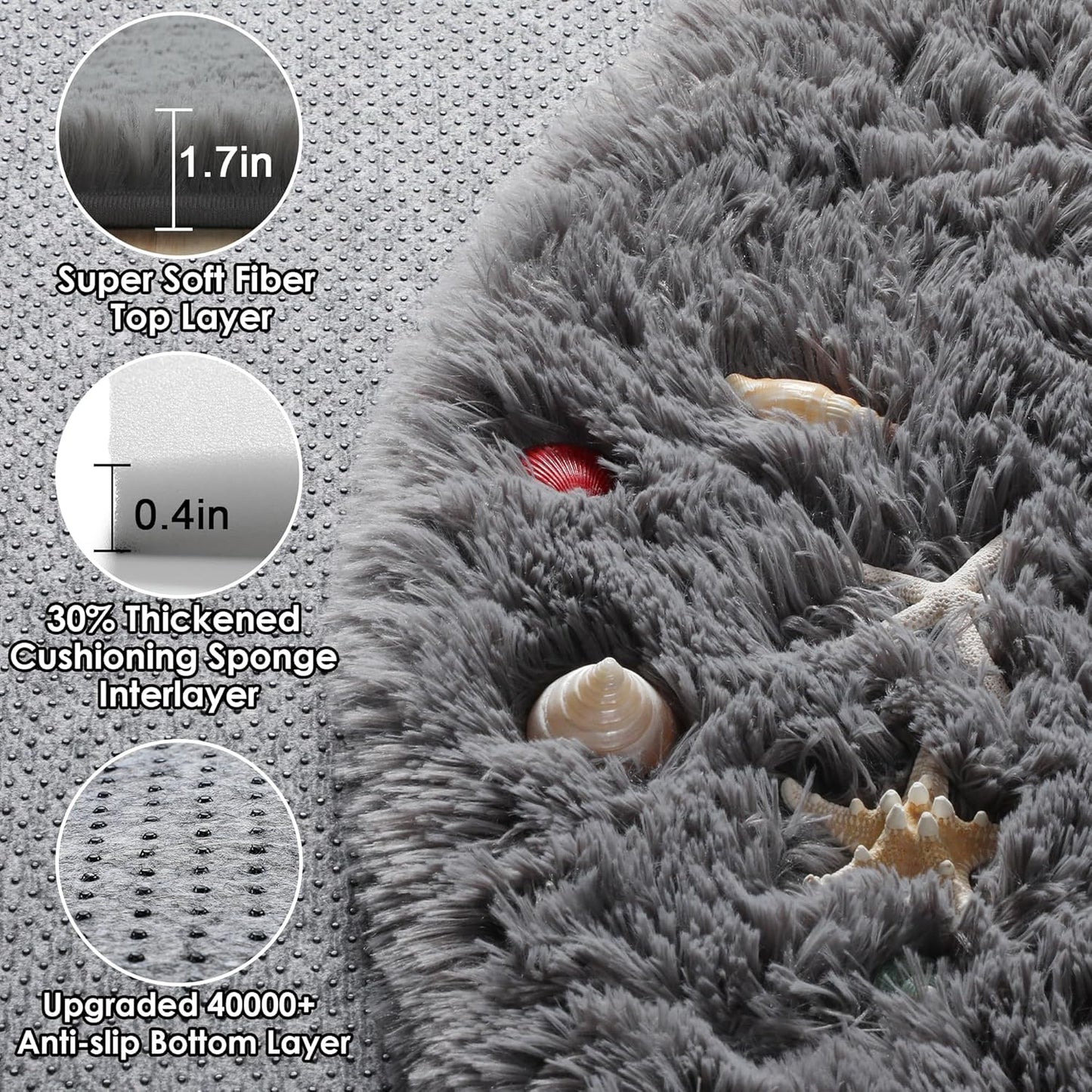 Round Fluffy Rugs Living Room & Bedroom Rug & Kids Room - rgc-00190